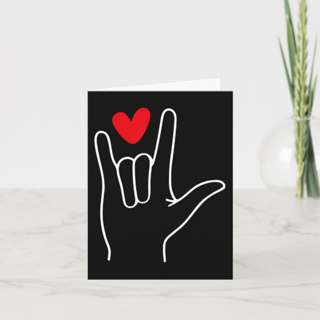 Carte I Love You Sign Language Cute Happy Valentine’s Da (Devant)