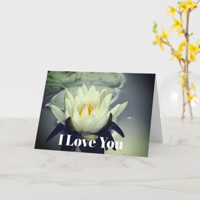 Carte I Love You Water Lily Flower Personnalisé (Fleur jaune)
