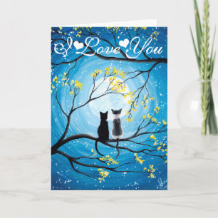 Carte I Love You Whimsical Moon with Cats