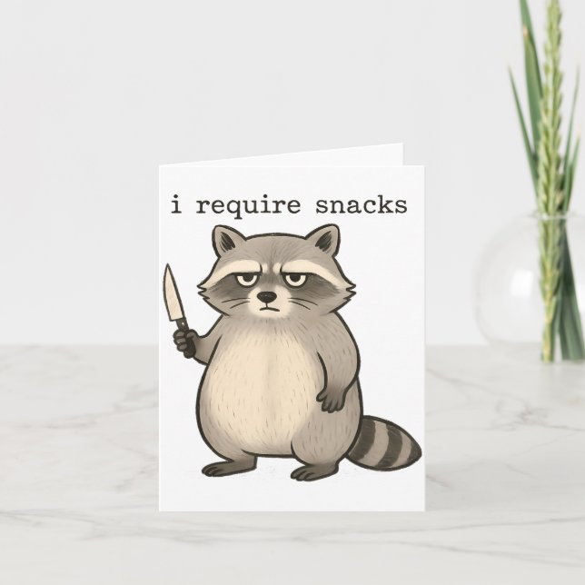 Carte I Require Snacks Funny Mpy Raccoon Trash Meme Snac (Devant)