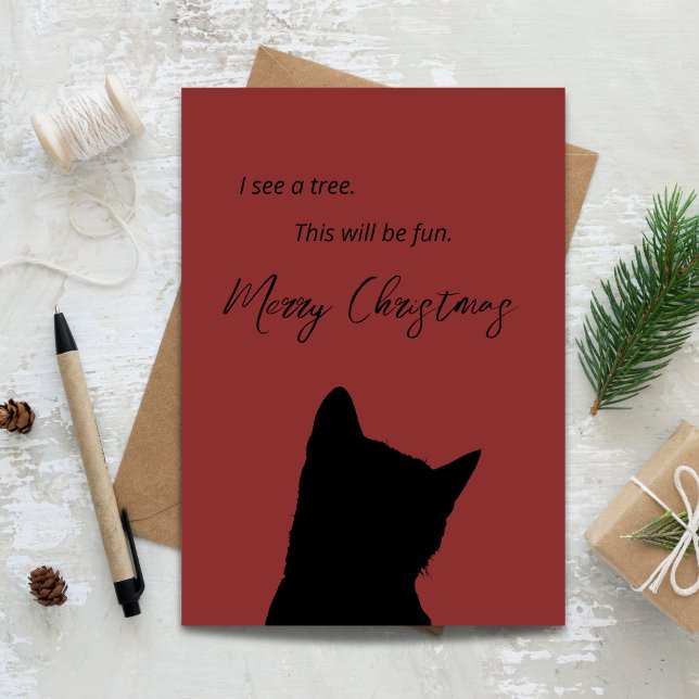 Carte I See a Tree This Will Be Fun Funny Cat Christmas (I See a Tree This Will Be Fun Funny Cat Christmas Card)