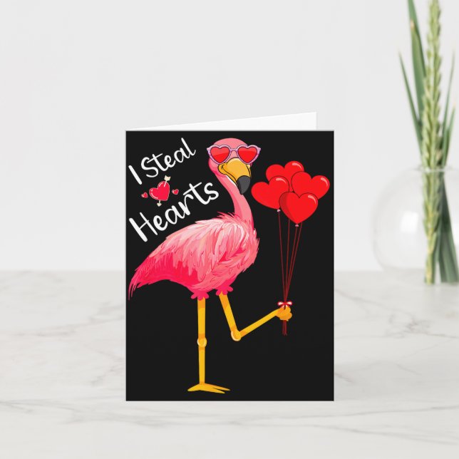 Carte I Steal Hearts Funny Flamingo Lover Valentine's Da (Devant)