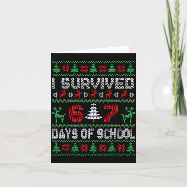 Carte I Survived 67 Days Of School Christmas Meme Six Se (Devant)