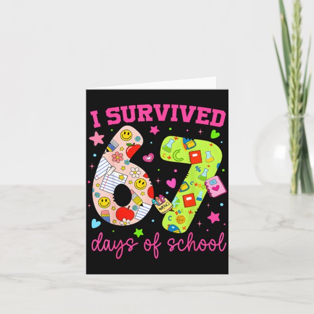 Carte I Survived 67 Days Of School Funny Camouflage Boy  (Devant)