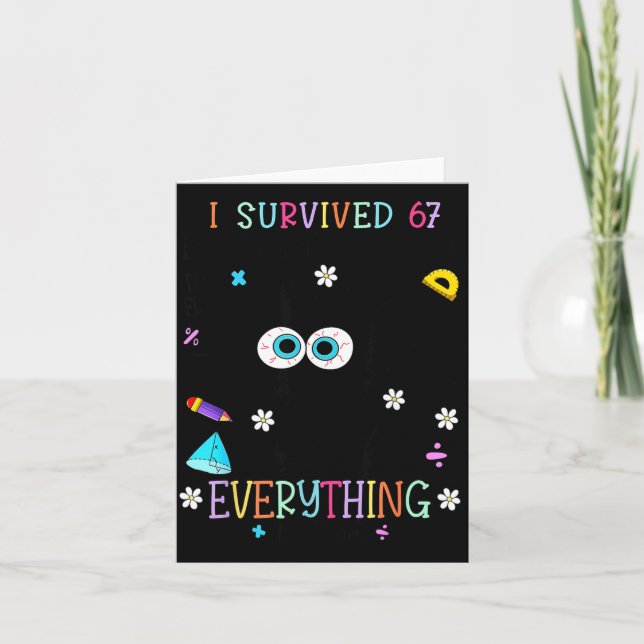 Carte I Survived 67 Days Of School Funny Cat Six Seven M (Devant)