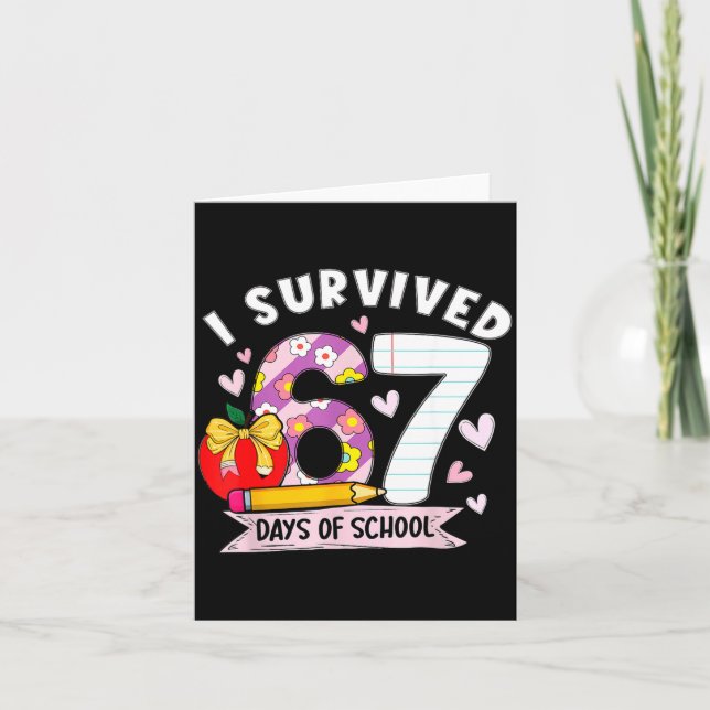Carte I Survived 67 Days Of School Funny Leopard Student (Devant)
