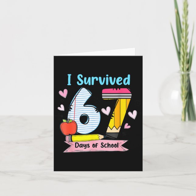 Carte I Survived 67 Days Of School, Funny Teachers Stude (Devant)