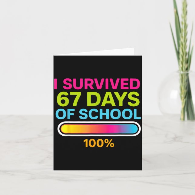 Carte I Survived 67 Days Of School Gamer School Meme Boy (Devant)