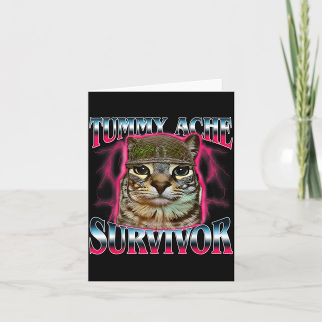 Carte I Survived Today's Funny Tummy Ache Survivor Cat M (Devant)