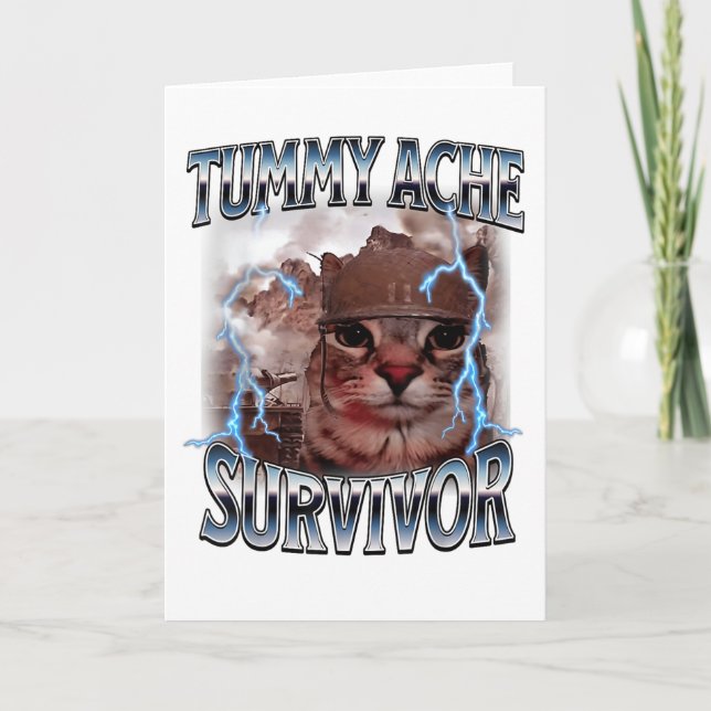 Carte I Survived Today's Tummy Ache Folded Greeting Card (Devant)