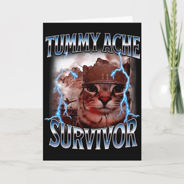 Carte I Survived Today's Tummy Ache Survivor Funny Cat M (Devant)