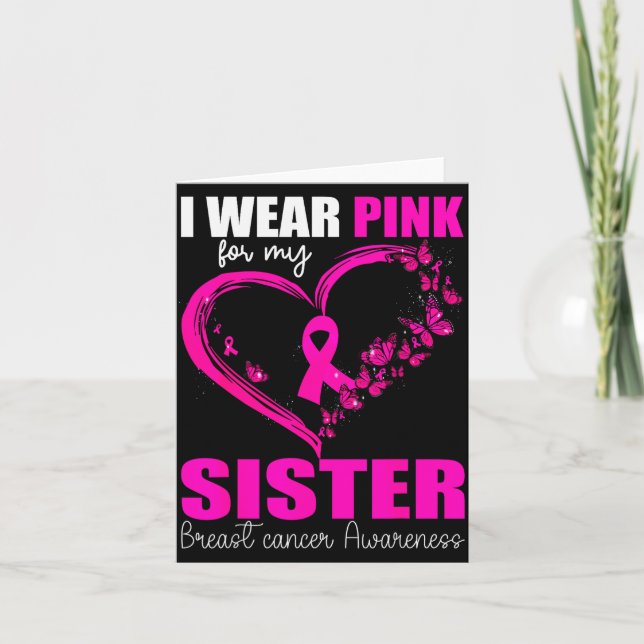 Carte I Wear Nk For My Sister Breast Cancer Heart Ribbon (Devant)
