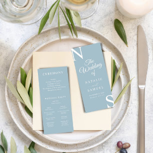 Carte Ice Bleu Minimaliste Gras Initiales Mariage Progra