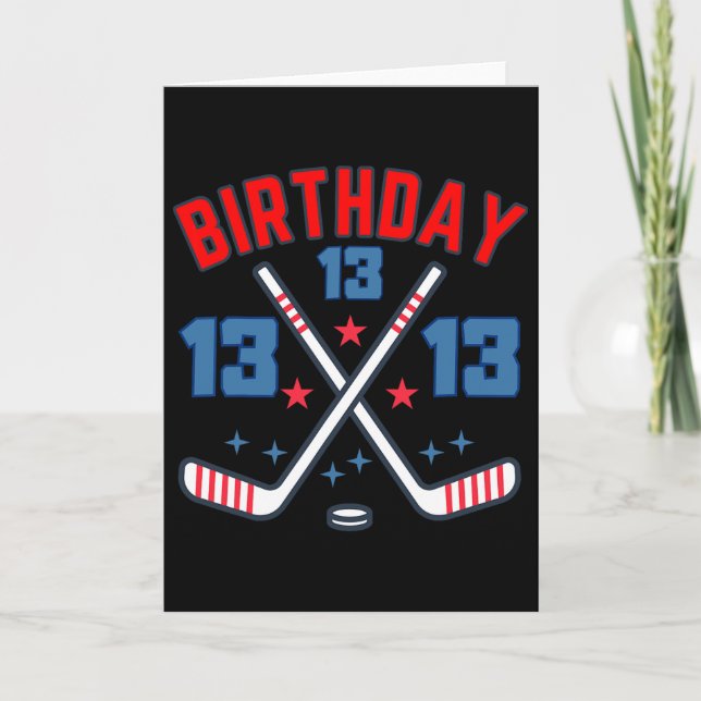 Carte Ice Hockey Thirteen Birthday Boy 13th Party Boys A (Devant)