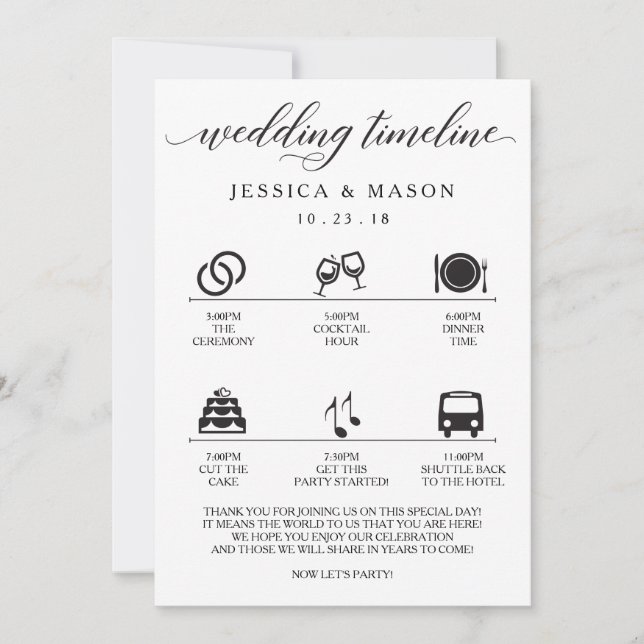 Carte Icône Itinéraire de mariage et lettre de bienvenue (Devant)