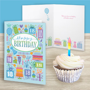 Carte Icônes Pastel Lumineuses Du 18E Anniversaire Sur C