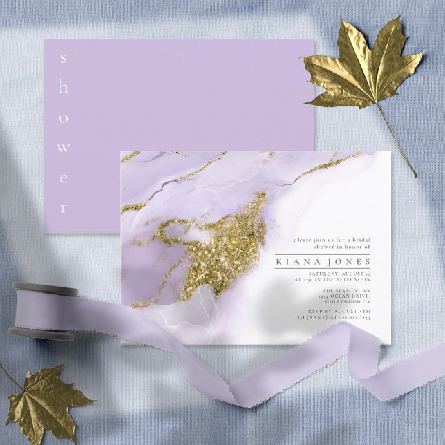 Carte ID Fête des mariées Abstraite Lavande d'encre Lux9 (Créateur téléchargé)
