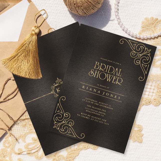 Carte ID Fête des mariées Gold Filigree fin871 (Créateur téléchargé)