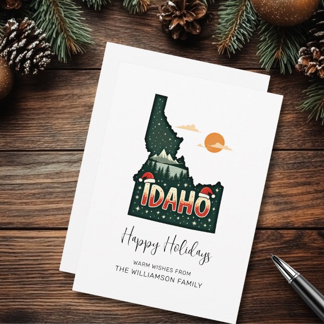 Carte Idaho Joyeuses Vacances Appartement (Personalize with your Family Name,  Edit the greeting if you wish.)