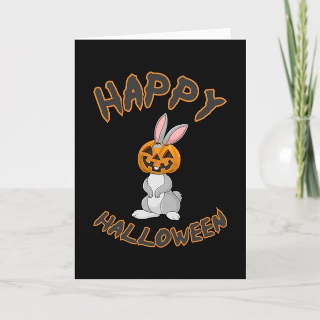 Carte Idée cadeau d'horreur Citrouille lapin Halloween (Devant)