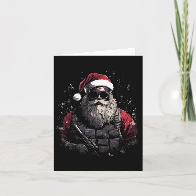 Carte Idée cadeau Noël tactique Santa Noël  (Devant)