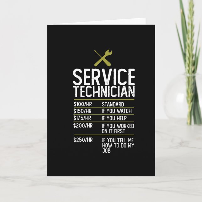 Carte Idée de cadeau pour technicien de service (Devant)