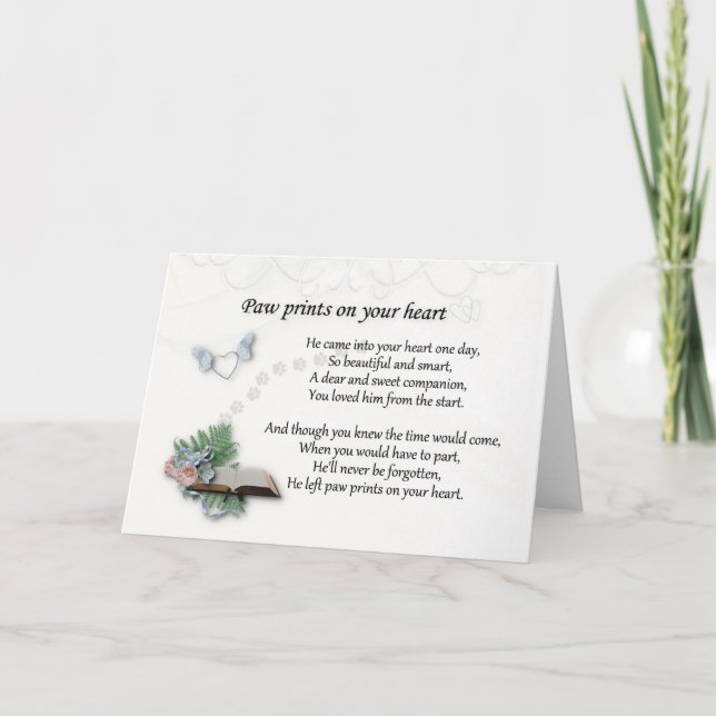 Carte Il a laissé des empreintes sur le coeur Pet memori (Devant)