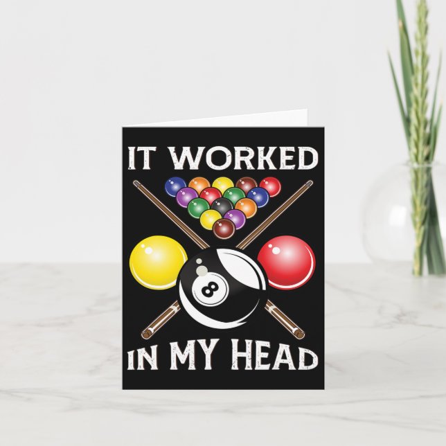Carte Il A Travaillé Dans Ma Tête Billard Cadeau 8 ll Po (Devant)
