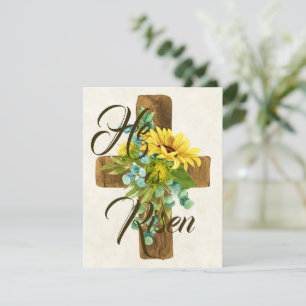 Carte Il est ressuscité croix tournesol