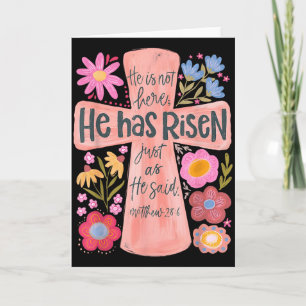Carte Il n'est pas ici Il est ressuscité Floral chrétien