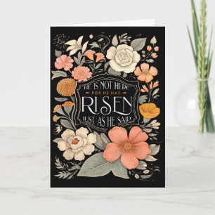 Carte Il n'est pas ici Il est ressuscité Floral chrétien