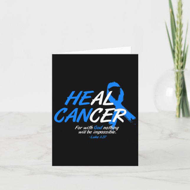 Carte Il peut guérir le cancer Ruban bleu Mois de sensib (Devant)