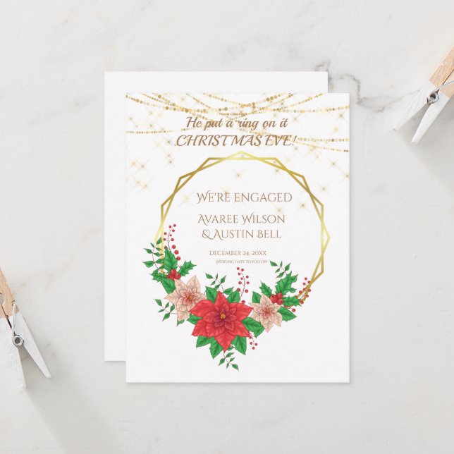 Carte Il Y A Mis Une Bague Le Soir De Noël (Devant/Arrière en situation)