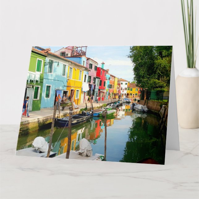 Carte Île de Burano près de Venise, Maisons Arc en Ciel  (Devant)