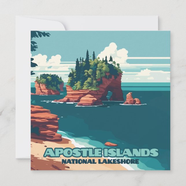 Carte Iles Apôtres National Lakeshore Wisconsin Rétro (Devant)