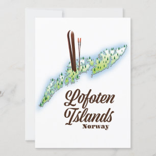 Carte Îles Lofoten, Norvège affiche de ski.