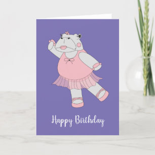 Carte illusima Ballerina Hippo Violet Anniversaire