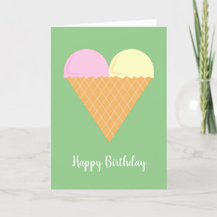 Carte illusima Love Heart Ice Cream Green Birthday Card