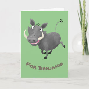 Carte Illustration amusante d'un cochon de guerre africa