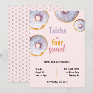 Carte Illustration aquarelle de donut sucré