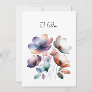 Carte Illustration aquarelle Fleurs personnalisable