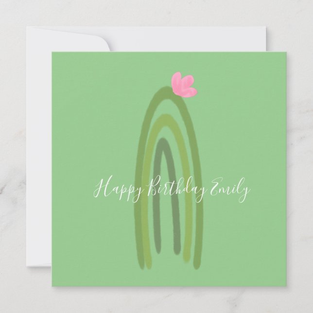 Carte Illustration arc-en-ciel Cactus Anniversaire (Devant)