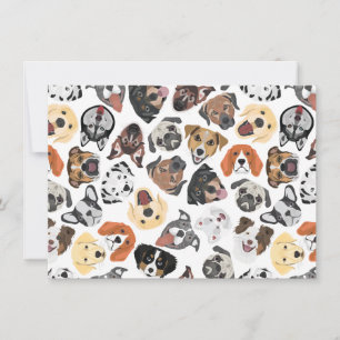 Carte Illustration Chiens domestiques doux Motif