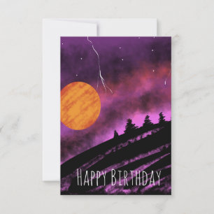 Carte Illustration Ciel Orageux Violet Anniversaire