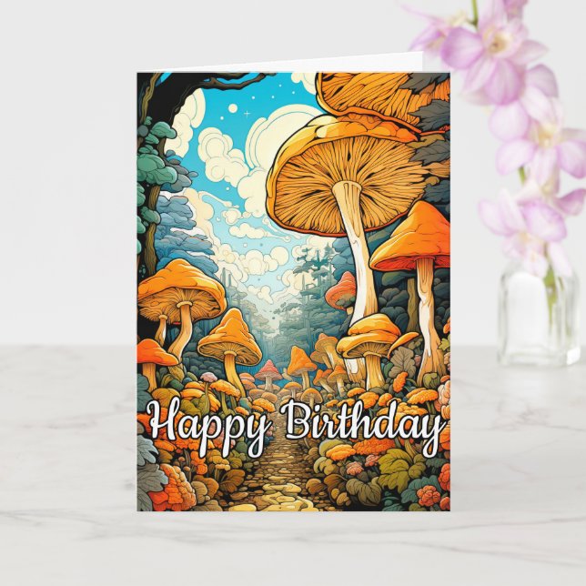 Carte Illustration créative de la forêt de champignons A (Orchidée)