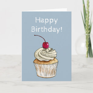 Carte Illustration Cupcake   Joyeux anniversaire