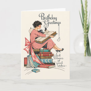Carte Illustration d'anniversaire pour amateur de livres