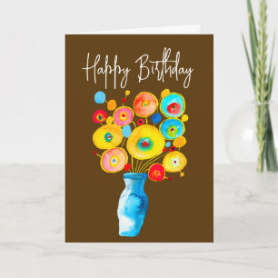 Carte Illustration d'art des fleurs funky