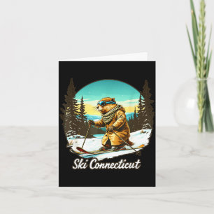 Carte Illustration de castor skieur adorable se connecte