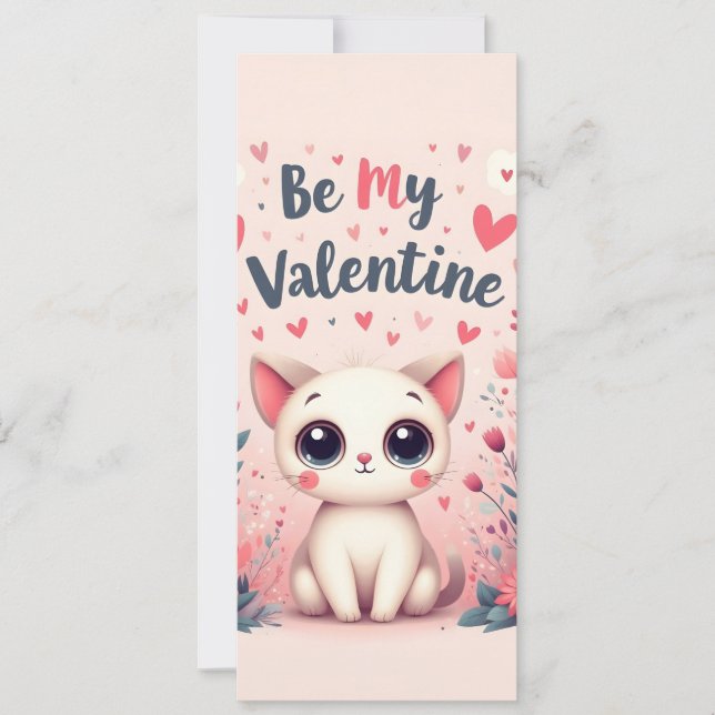Carte Illustration de chat mignon pour la Saint-Valentin (Devant)